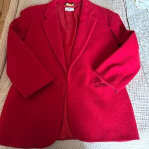 Vtg LL Bean Blazer Womens 10 Wool Cashmere Jacket Classic Red Grannycore Academy
